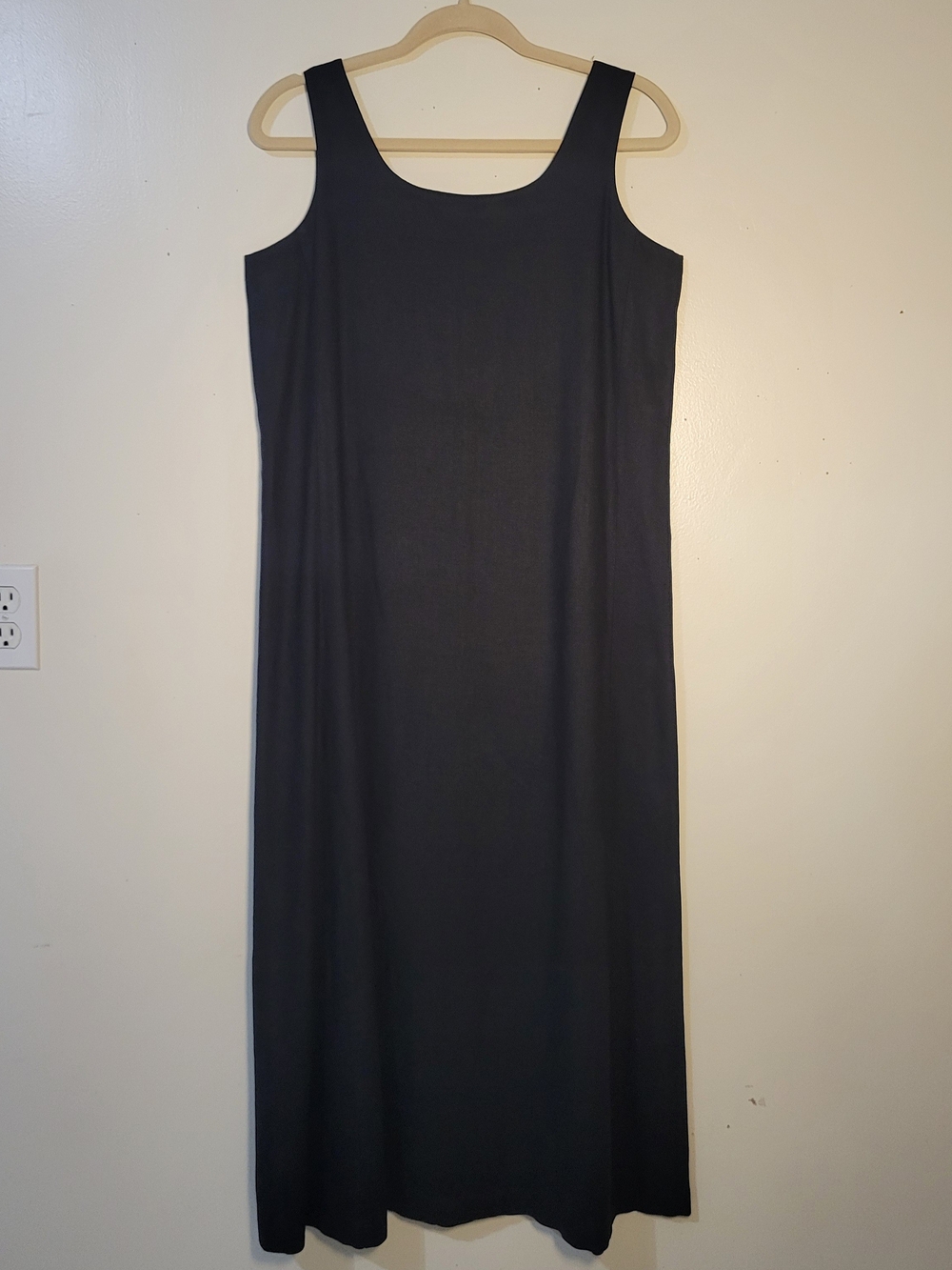Susan Bristol Women's PM Linen Blend Black Scoop Neck Sleeveless Maxi Dress
